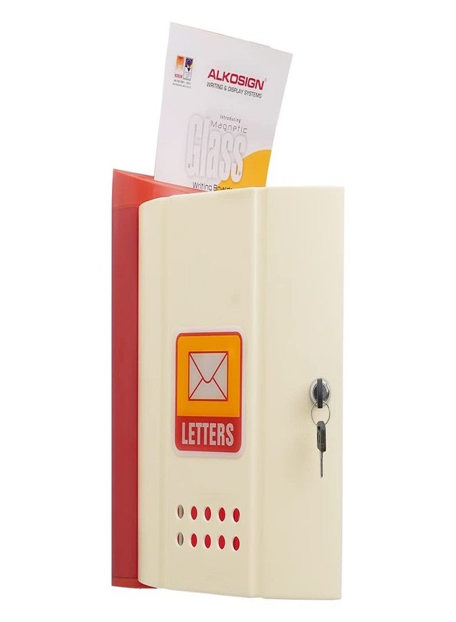 ALKOSIGN Letter Box/Mailbox (White, Red) - Secured Plastic Letter Box for Indoor & Outdoor, Hanging Suggestion Box for Office, Banks, Hostel, Hospital, Home, Society, Large A4 Size Post Box - Image 5